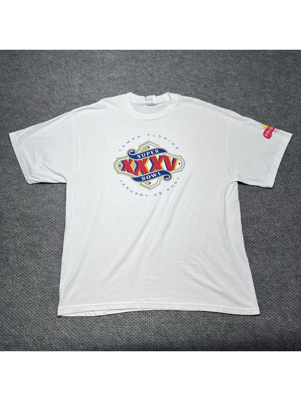 Vintage 2001 Super Bowl XXXV Tampa Florida T-Shirt XL RARE MENS WHITE NFL LOGO